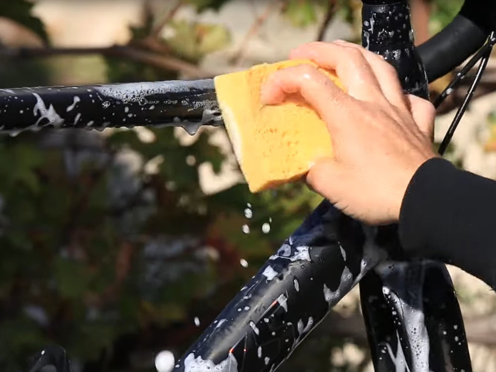 Sponge and cleaning road bike