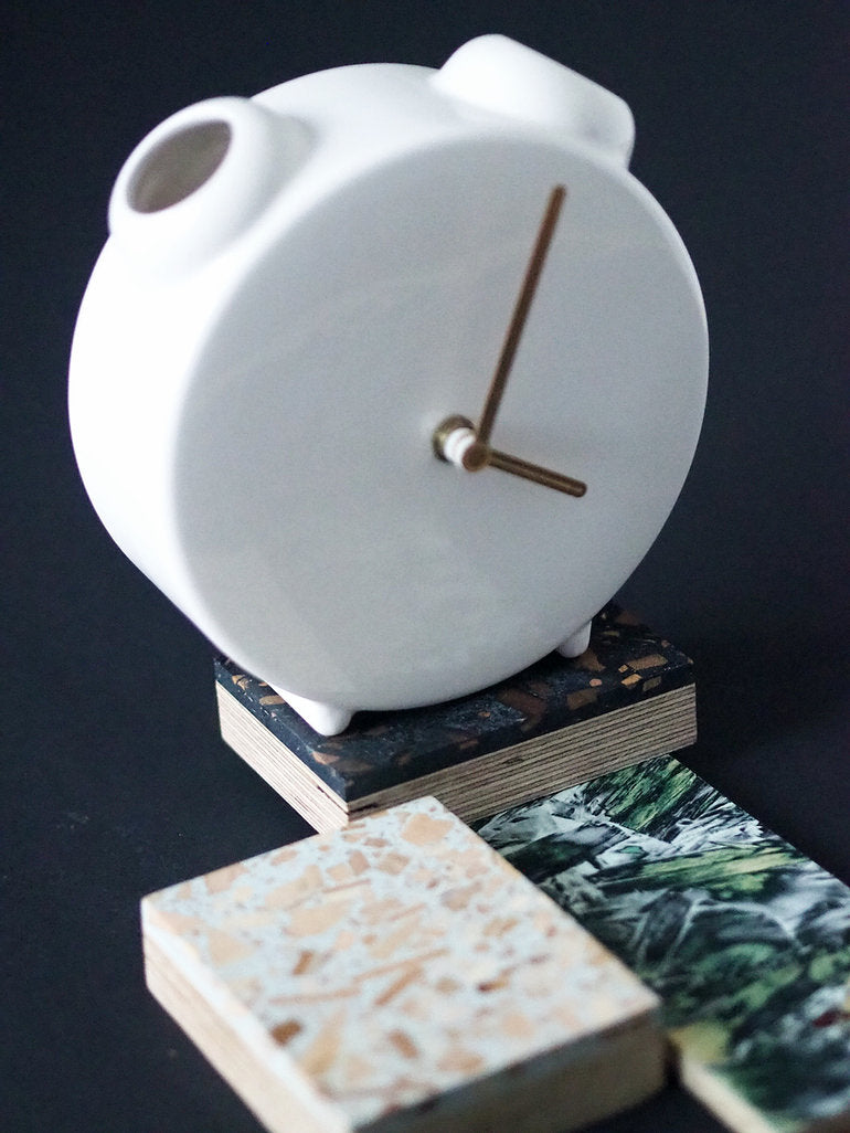 White Gold Porcelain Clock Vase by Jaro Kose