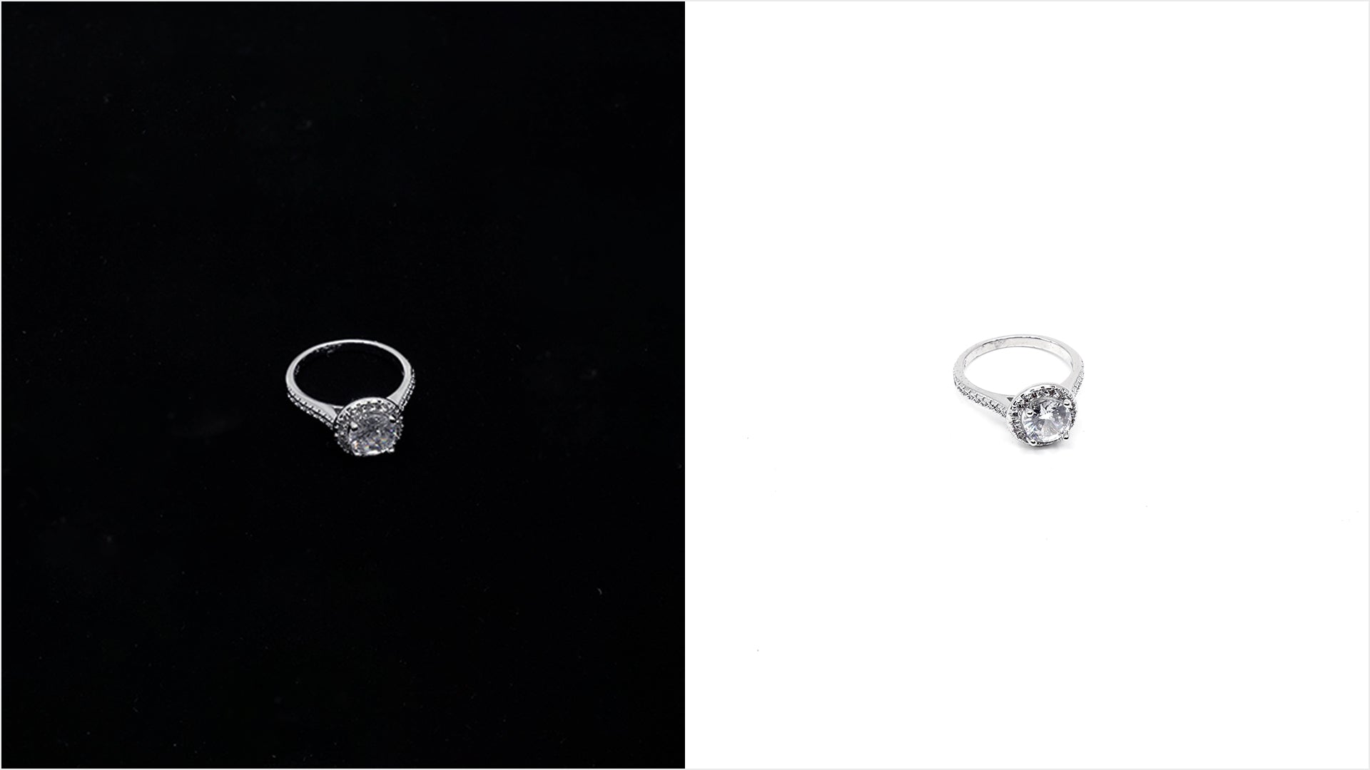 Ring on black backdrop and white backdrop comparison