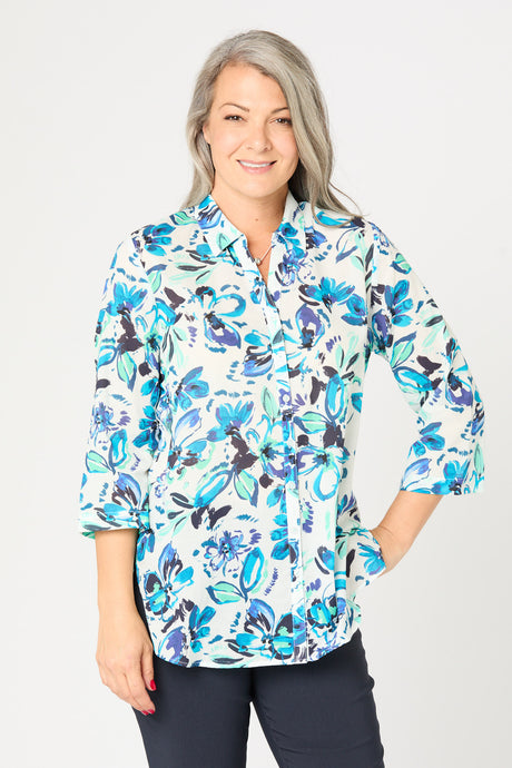 FANTASTIC FLORAL 3/4 SLV SHIRT