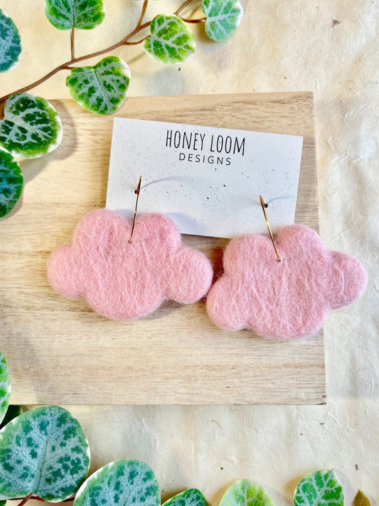 Blooming Heart Felt Earrings – honeyloomdesigns