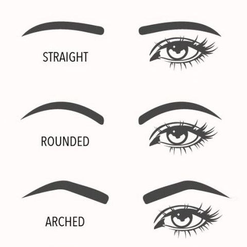 Different styles on the brow stamp: straight, rounded, and arched