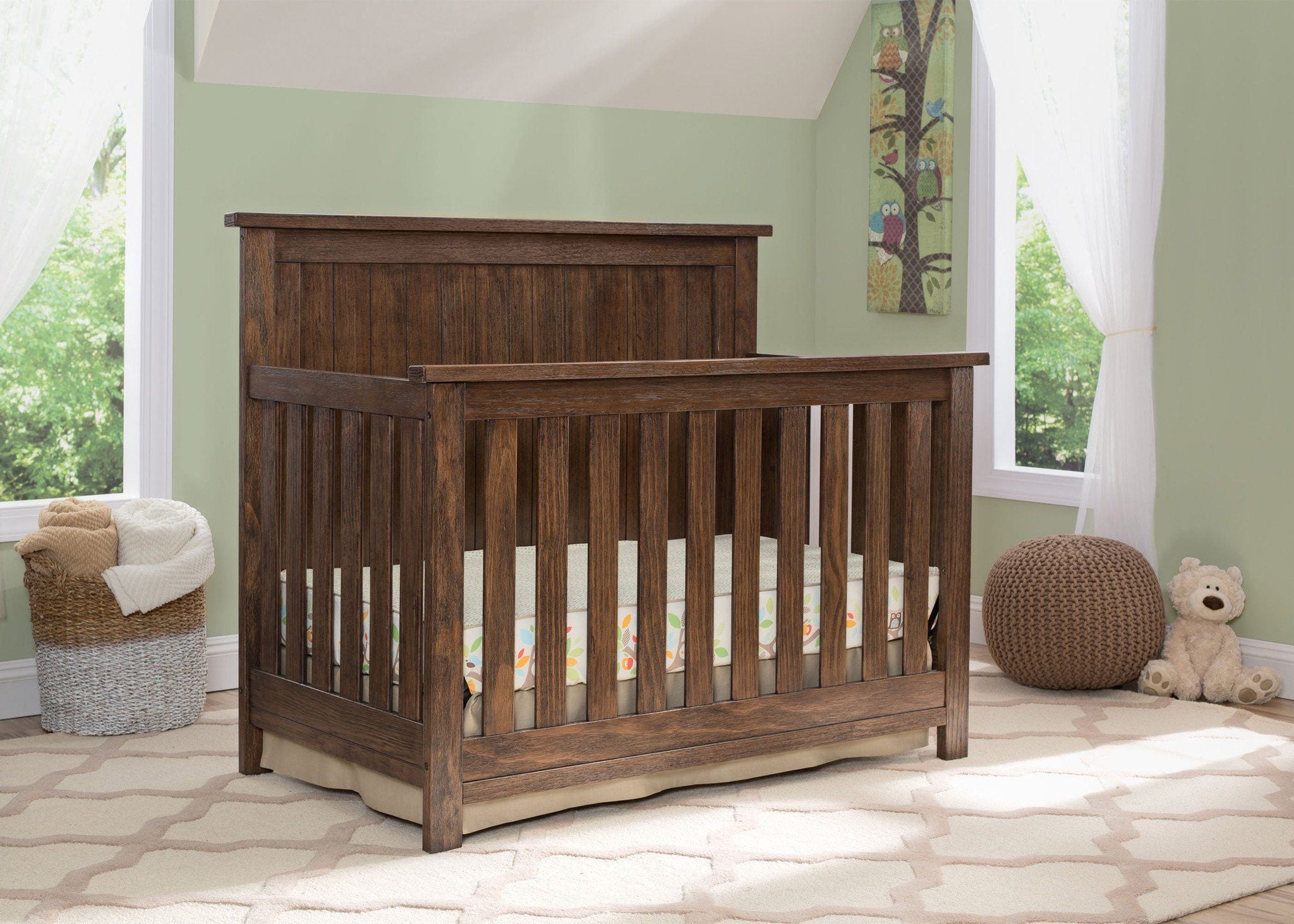 rustic oak crib