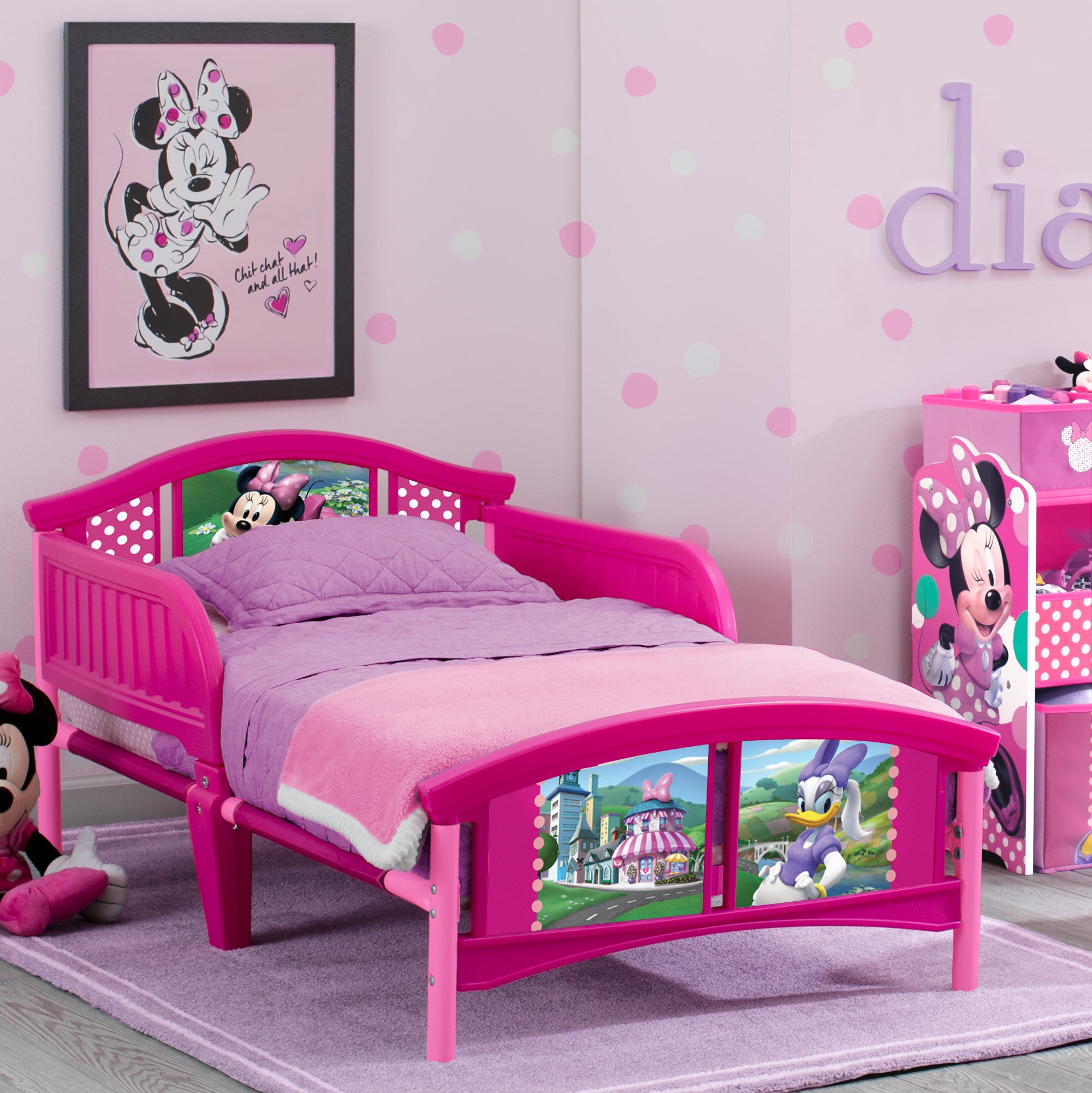 disney minnie mouse bedroom set with bonus toy organizer