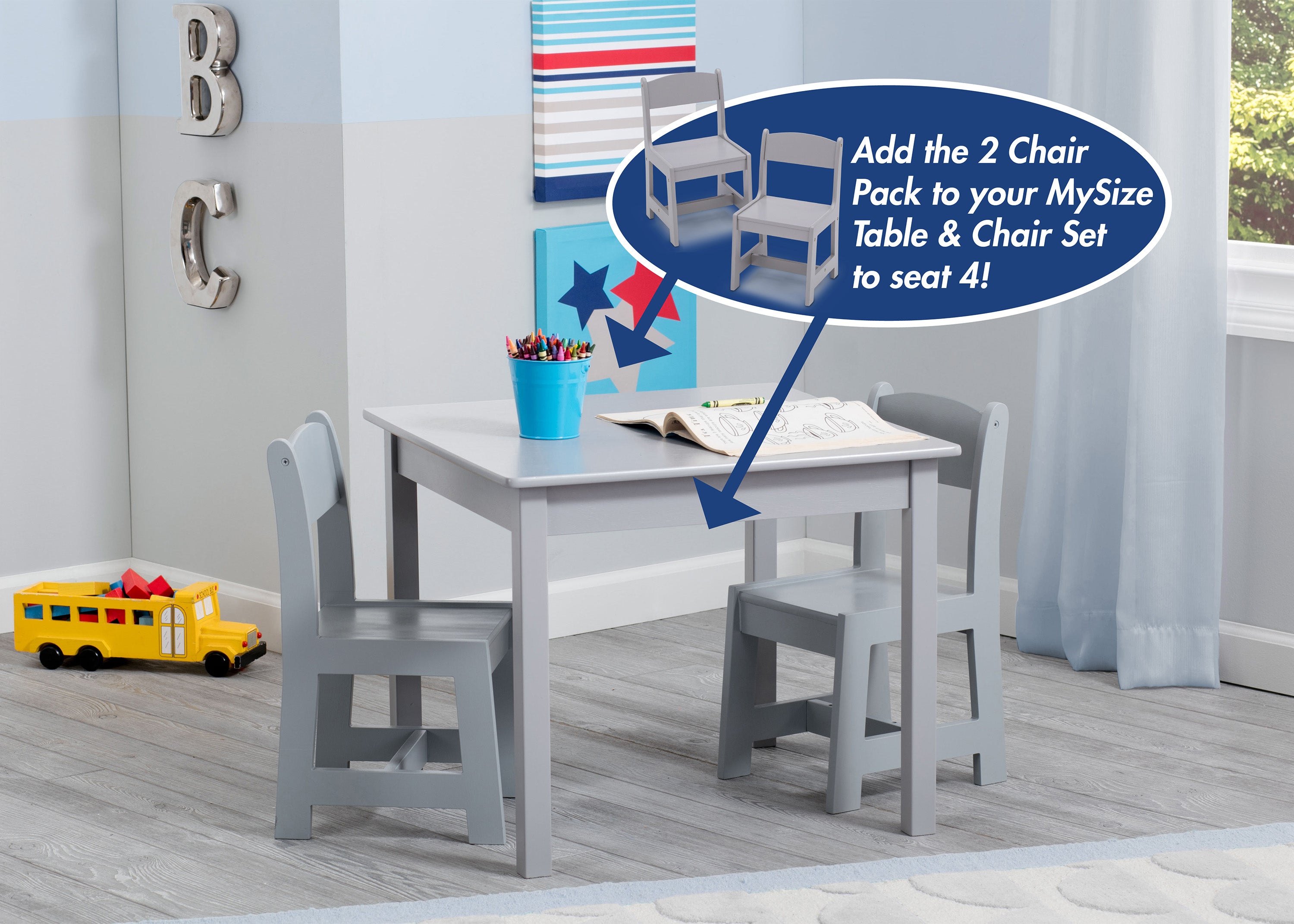 delta childrens table and chairs grey