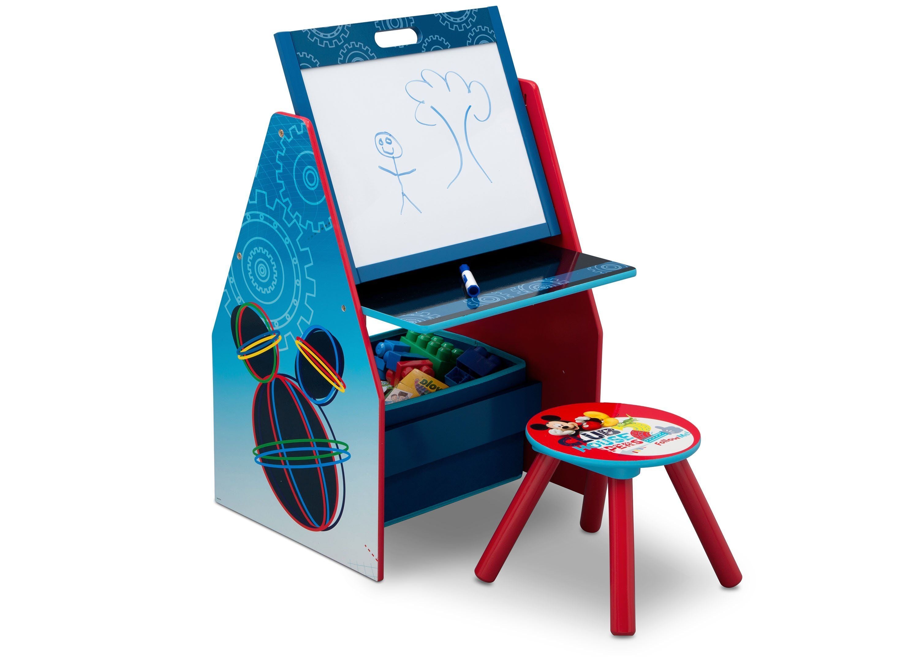 mickey mouse activity center easel desk with stool toy organizer
