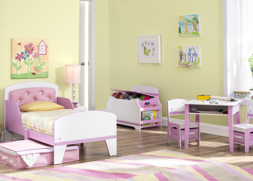 Jack And Jill Toddler Bed With Upholstered Headboard Pink