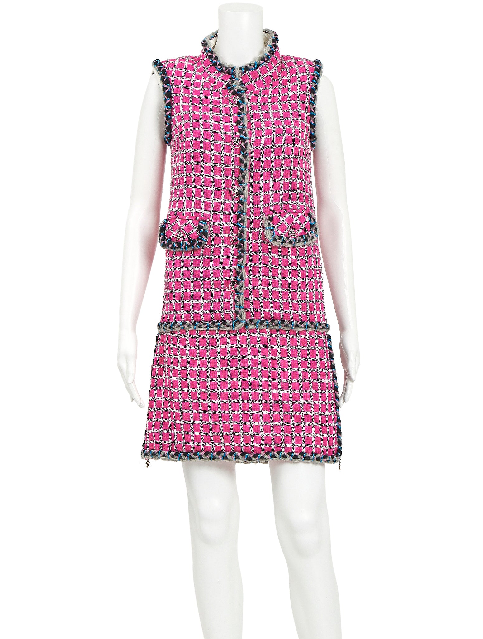 Chanel Pink Tweed Dress sz 6  Michaels Consignment NYC