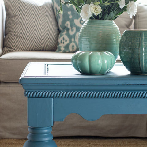 Coffee Table in Fusion Mineral Paint Seaside No Brush Strokes