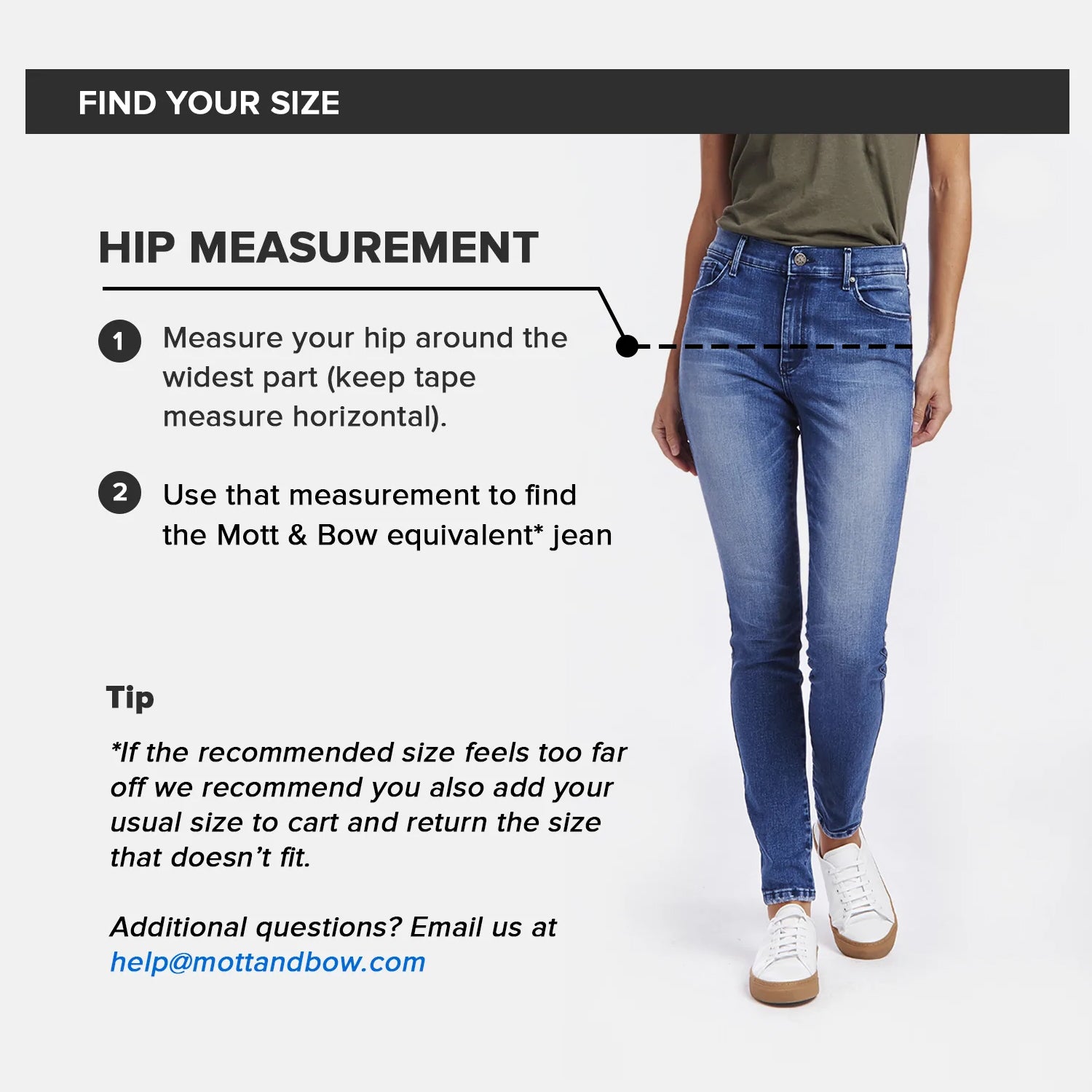 Jeans Size Chart for Men & Mott & Bow