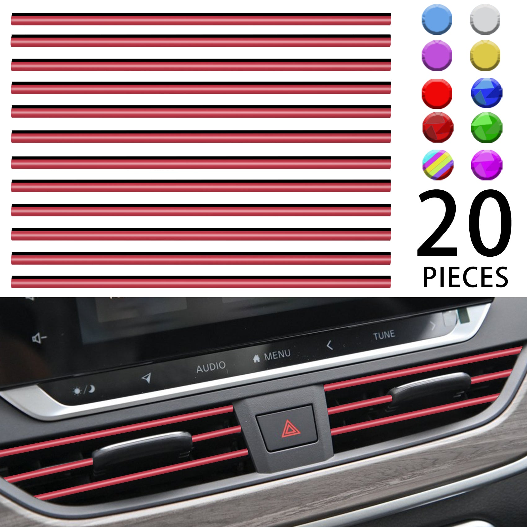 20pcs Car Air Conditioner Decoration Strip Suitable for Most Air