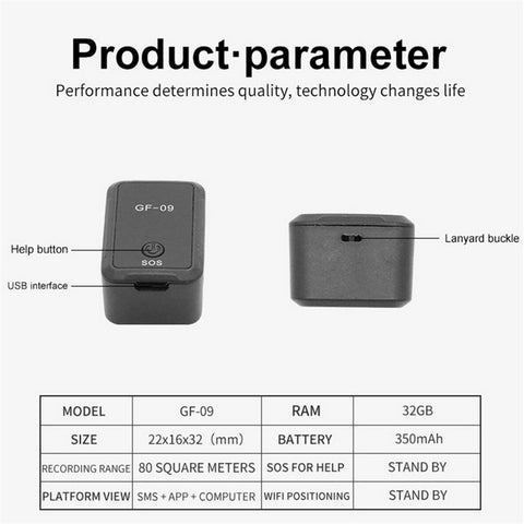 GF-09 GPS Tracker Portable Car Bicycle Anti-loss Tracker Magnetic Alarm  Locator Vehicle Positioner Real Time Tracking APP GPS