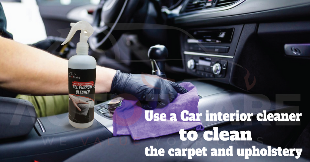 Use a Car interior cleaner to clean the carpet and upholstery