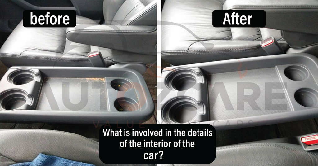 What is involved in the details of the interior of the car