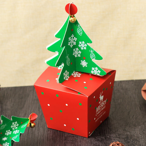 1 conjunto de caixa de doces vermelha e verde de Natal em forma de árvore, sacos de doces, embalagens de biscoitos para presentes de festa em casa de Natal, decorações