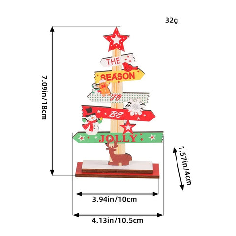 Árvore de Natal de mesa faça você mesmo, placa decorativa de madeira para Nata