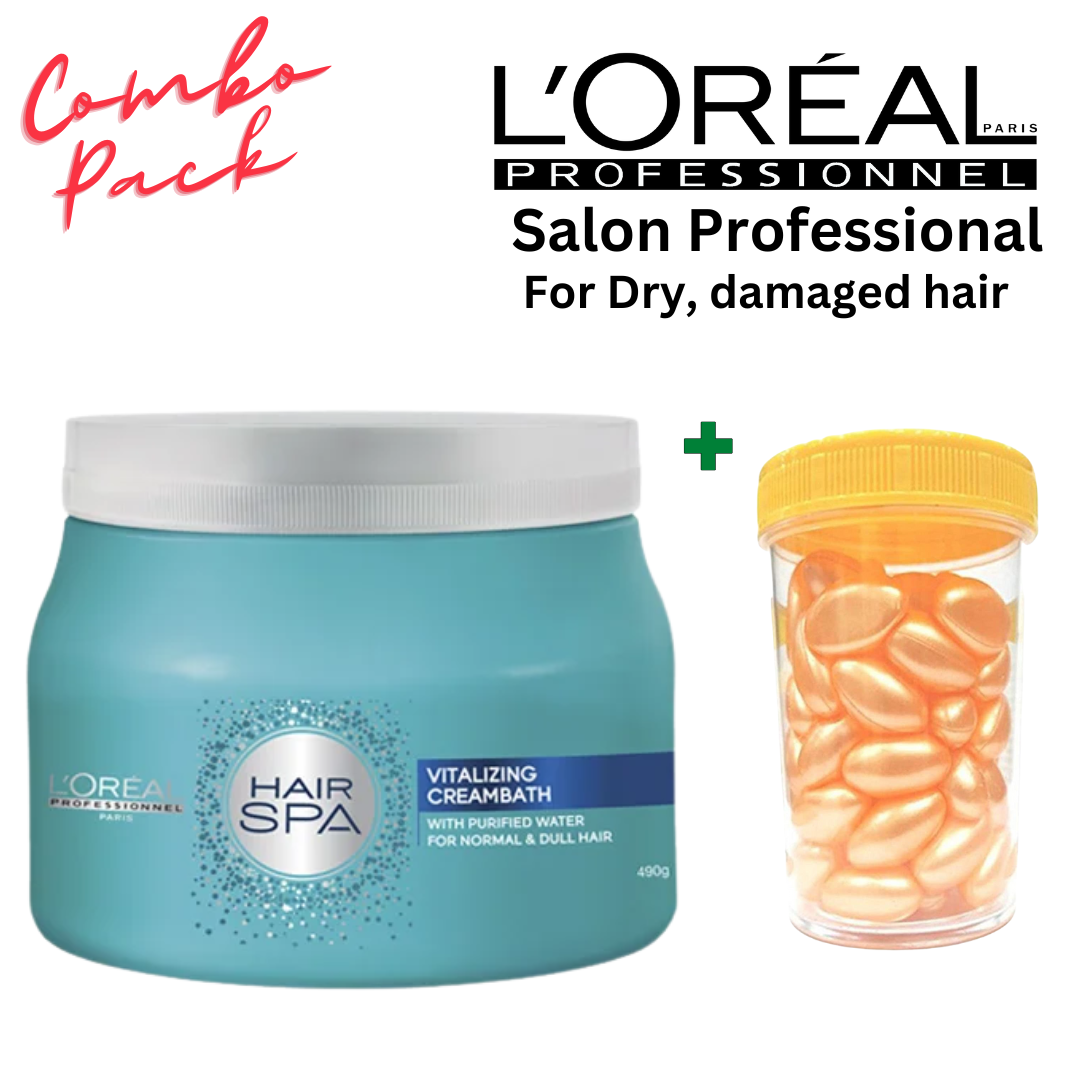 LOreal Repairing Cream Bath Hair Spa 490gmLOreal Repairing Cream Bath Hair  Spa 490gmLoreal Professionnel60000Hair  CareHair SpaLoreal Cream  Bath  Janvi Cosmetic Store