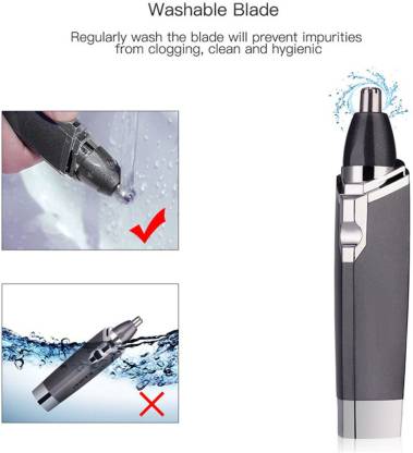 AASAVI BatteryOperated Dualedge Blades Waterproof Painless Nose and Ear Hair  Trimmer 30 min Runtime 1 Length Settings Price in India  Buy AASAVI  BatteryOperated Dualedge Blades Waterproof Painless Nose and Ear Hair