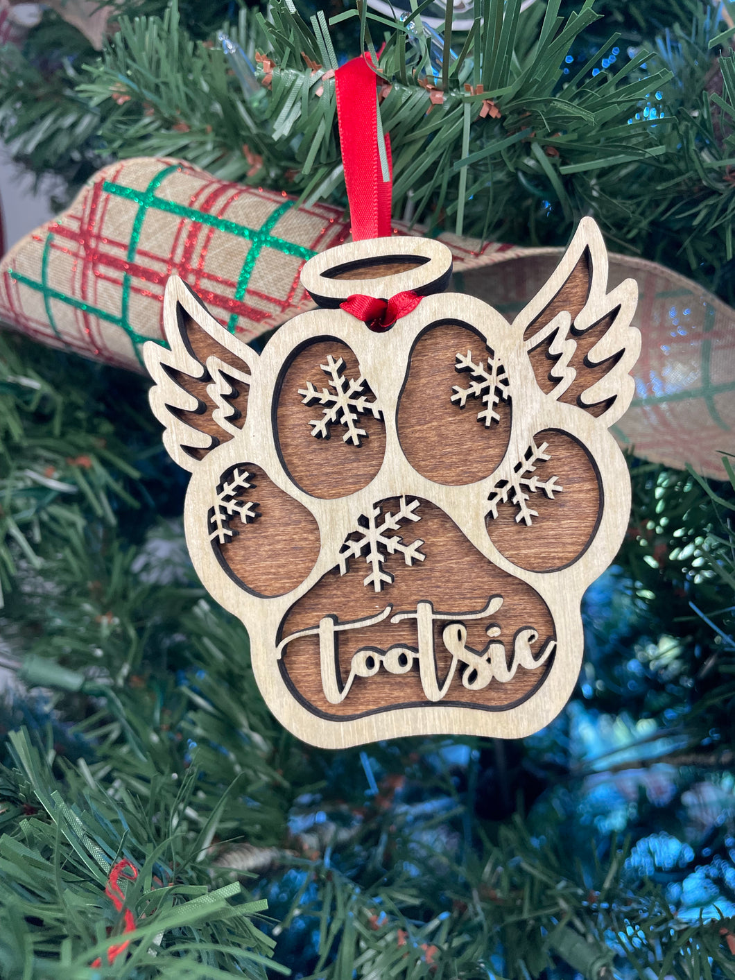 Dog Photo Christmas Ornament - Double Picture Pet Ornament - Paw Prints on  My Heart Ornament - Dog Memorial Ornament