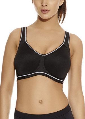 Elomi Energise Sports Bra Black Size 36GG Underwired Racer Side Support 8041