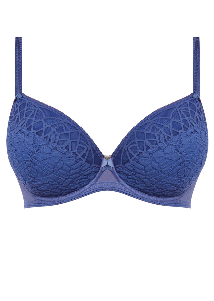 Freya Soiree Fuller Bust lace plunge longline bra in blue