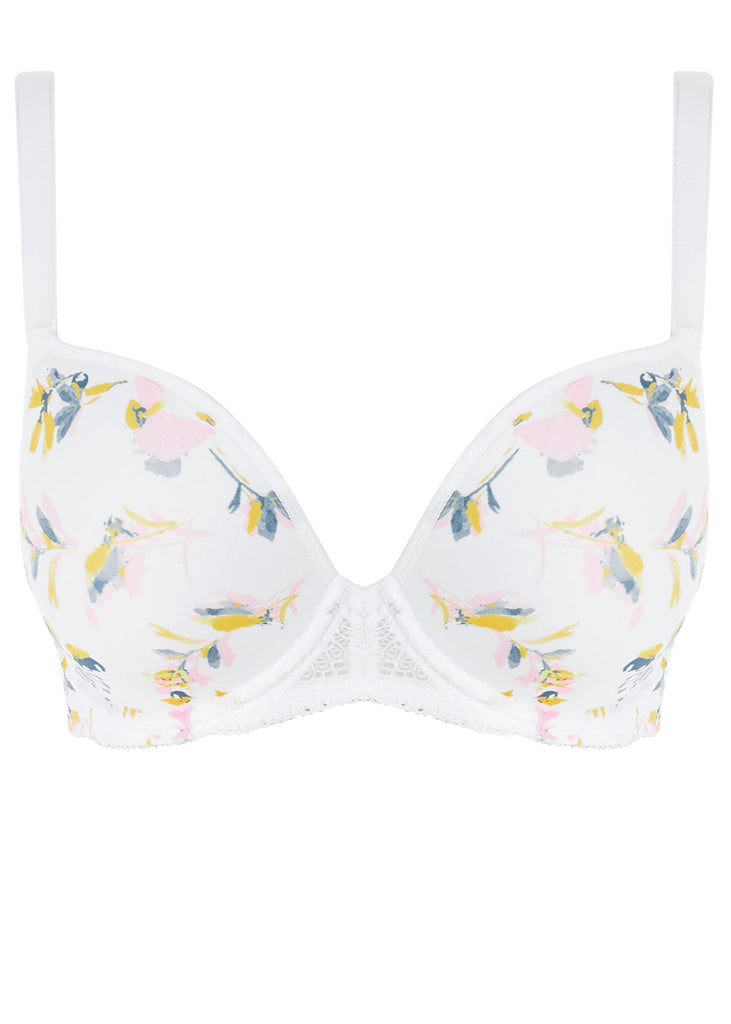 KAROline.pl - Biustonosz Freya MEDLEY AA5651WHE Uw Plunge Bra White If soft  playful prints are for you, you'll love Medley. Its abstract floral design  flourishes in accents of golden yellow, rosewater and