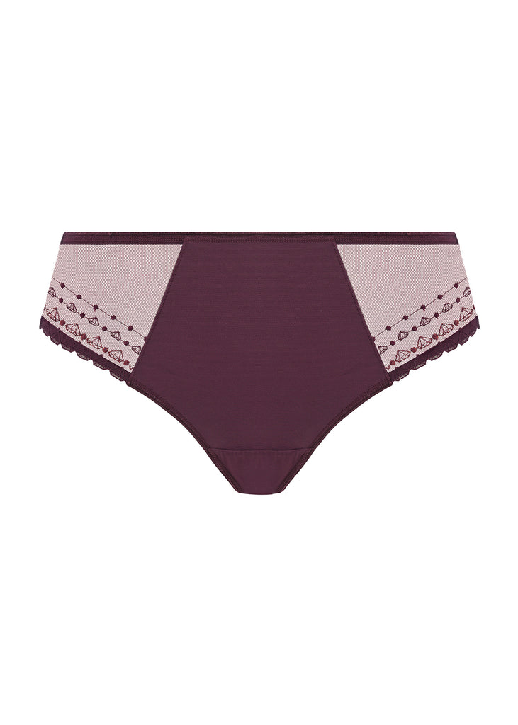 Burgundy DD+ Lace Diamanté Plunge Bra