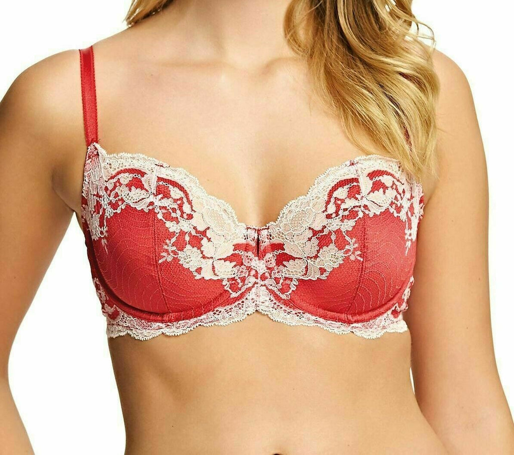 Wacoal Classic Floral Lace Underwire Bra 851127 Unlined Red Size 32D