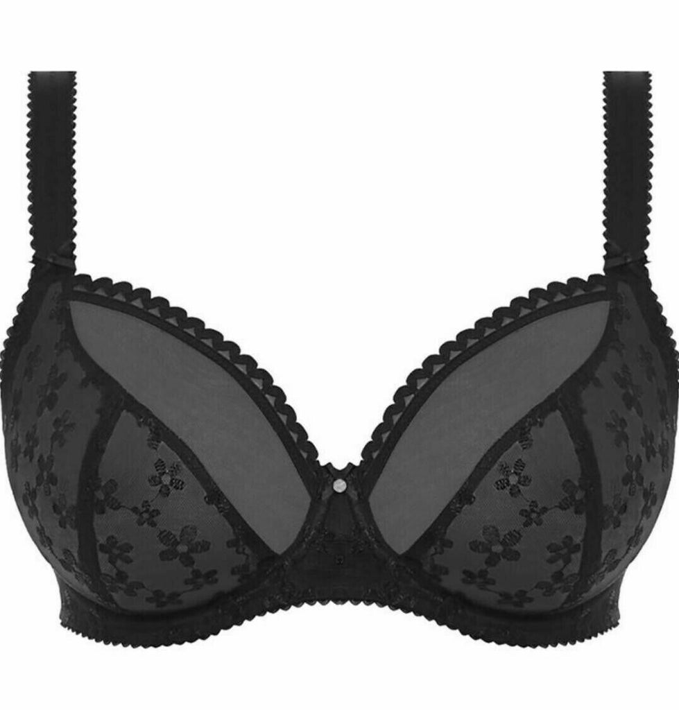 Elomi, Intimates & Sleepwear, Elomi Black Kim El434 Underwire Stretch  Lace Plunge Bra Size 32j New