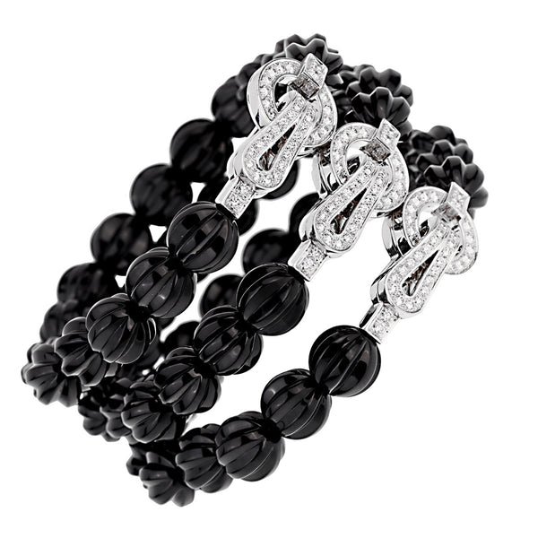 Luxury jewellery for men bracelets: white gold, ceramic, sapphire - Cartier