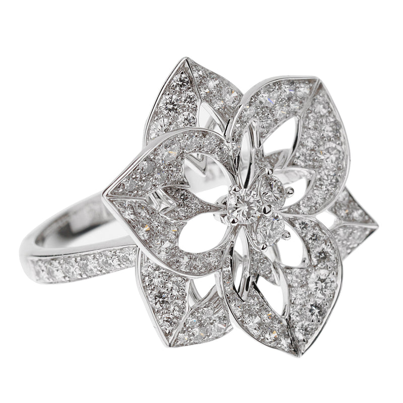 Boucheron Large Flower Diamond White Gold Cocktail Ring Sz 6 1/4 ...