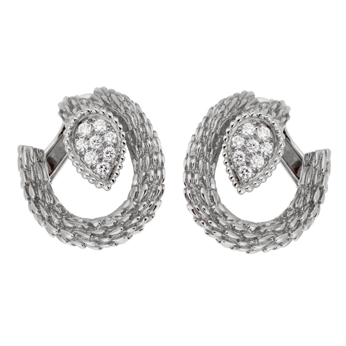 Boucheron Serpent Boheme White Gold Diamond Hoop Earrings – Opulent ...