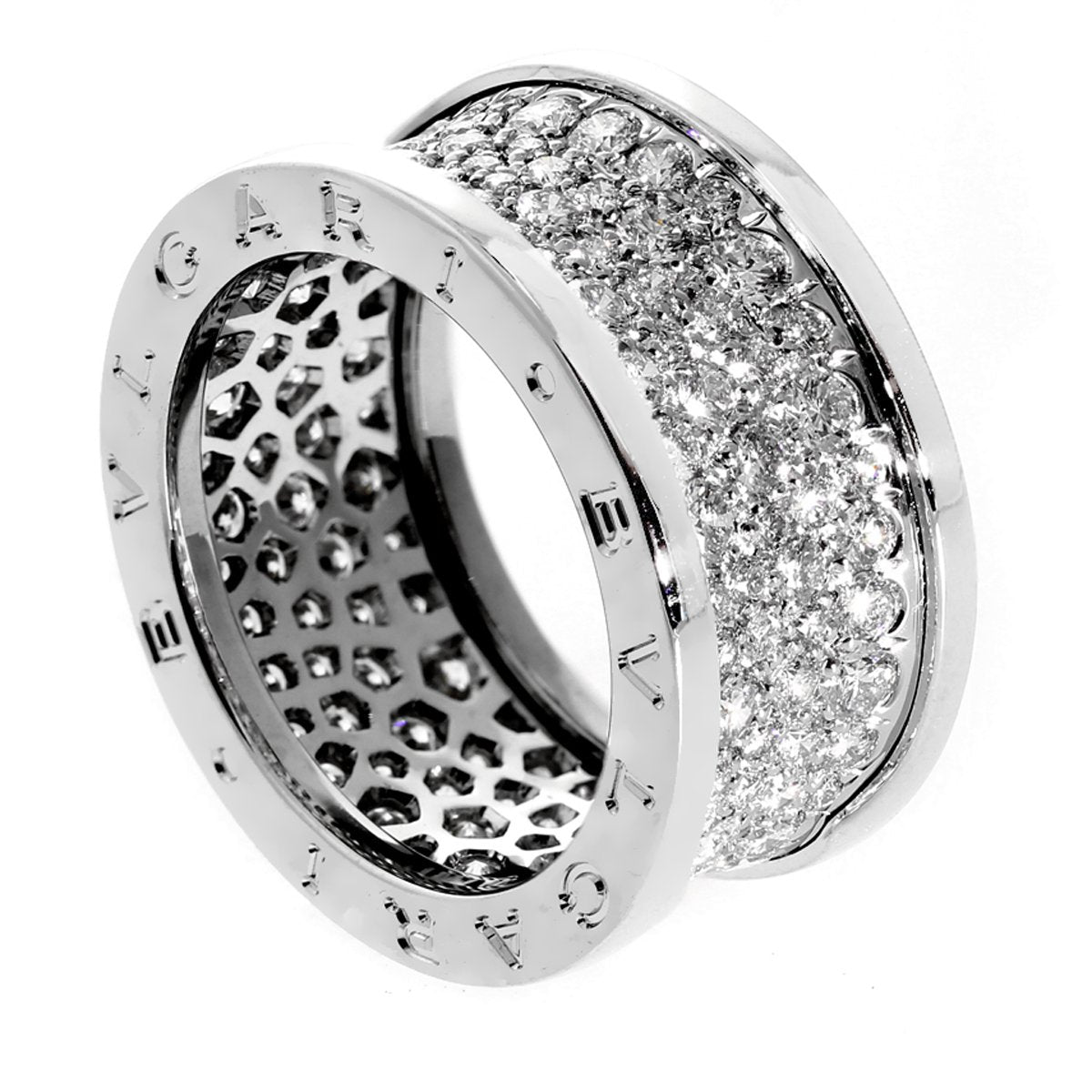 Bulgari Bzero1 White Gold Pave Diamond Ring – Opulent Jewelers