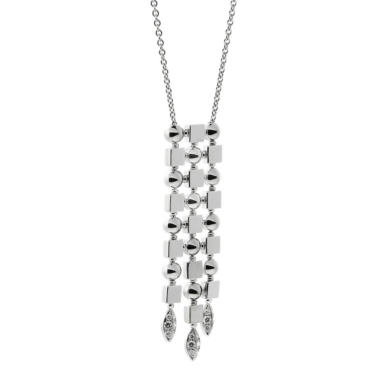 Bvlgari Lucea White Gold Diamond Drop Pendant Necklace – Opulent Jewelers