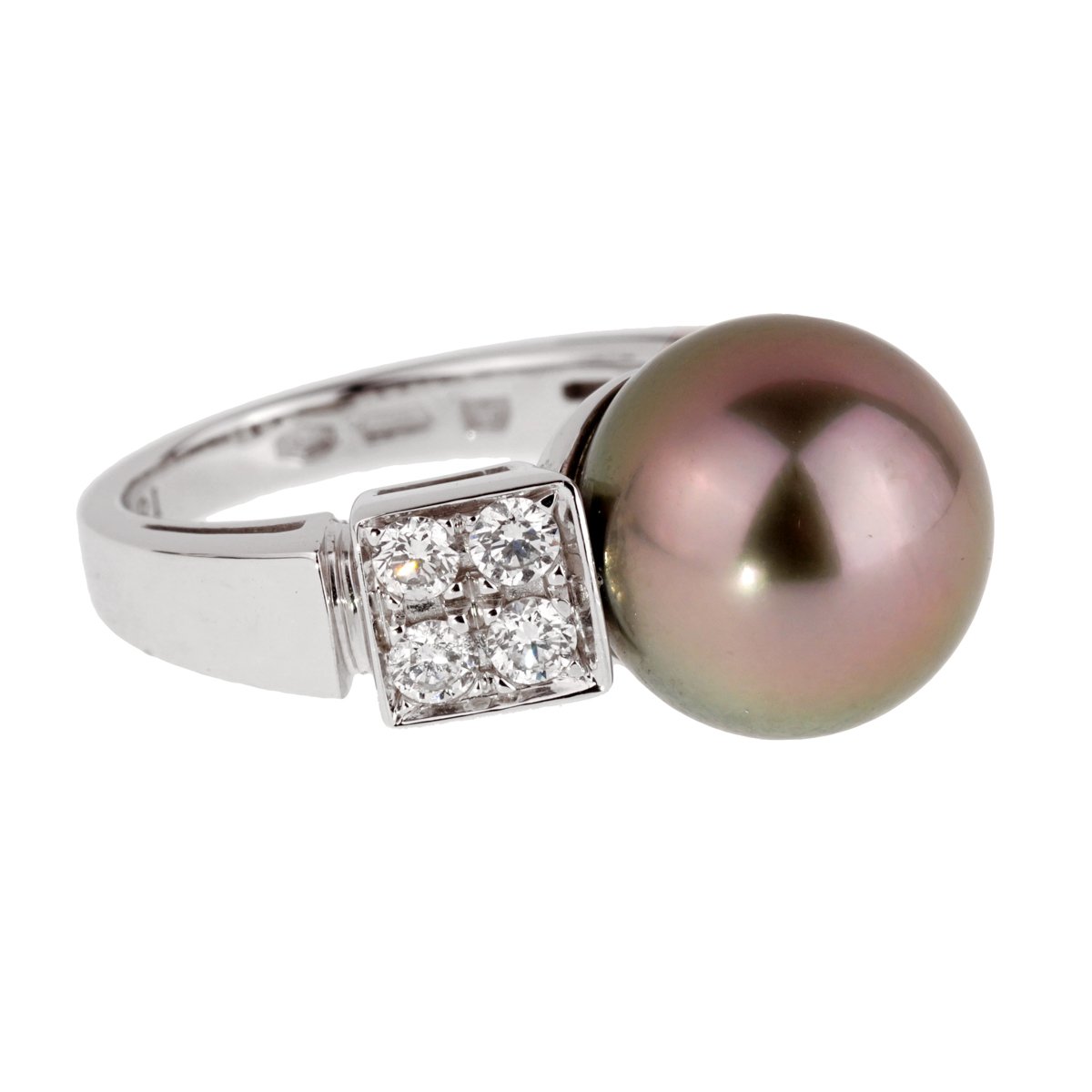 Bulgari Lucea Pearl Diamond White Gold Ring – Opulent Jewelers