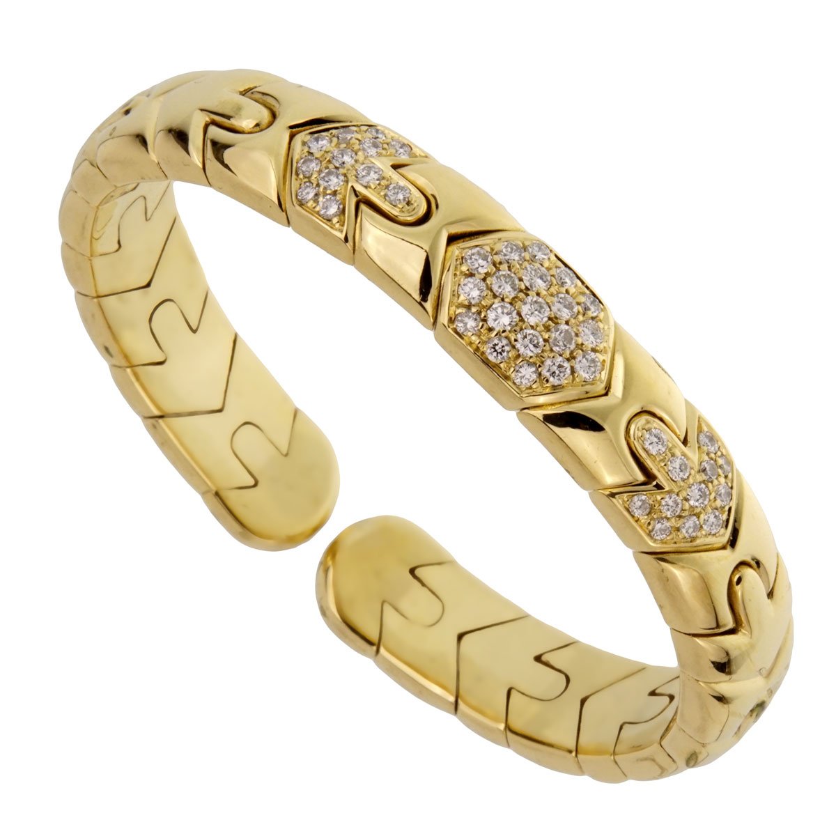 Bulgari Parentesi Diamond Gold Cuff Bracelet – Opulent Jewelers