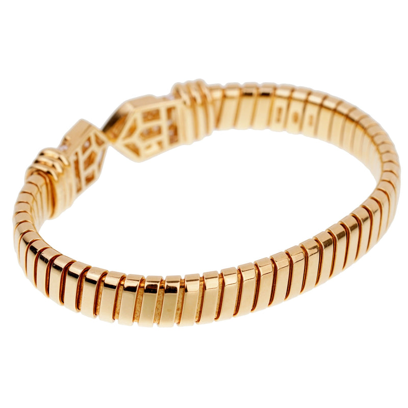 Bulgari Tubogas Diamond Yellow Gold Cuff Bracelet – Opulent Jewelers