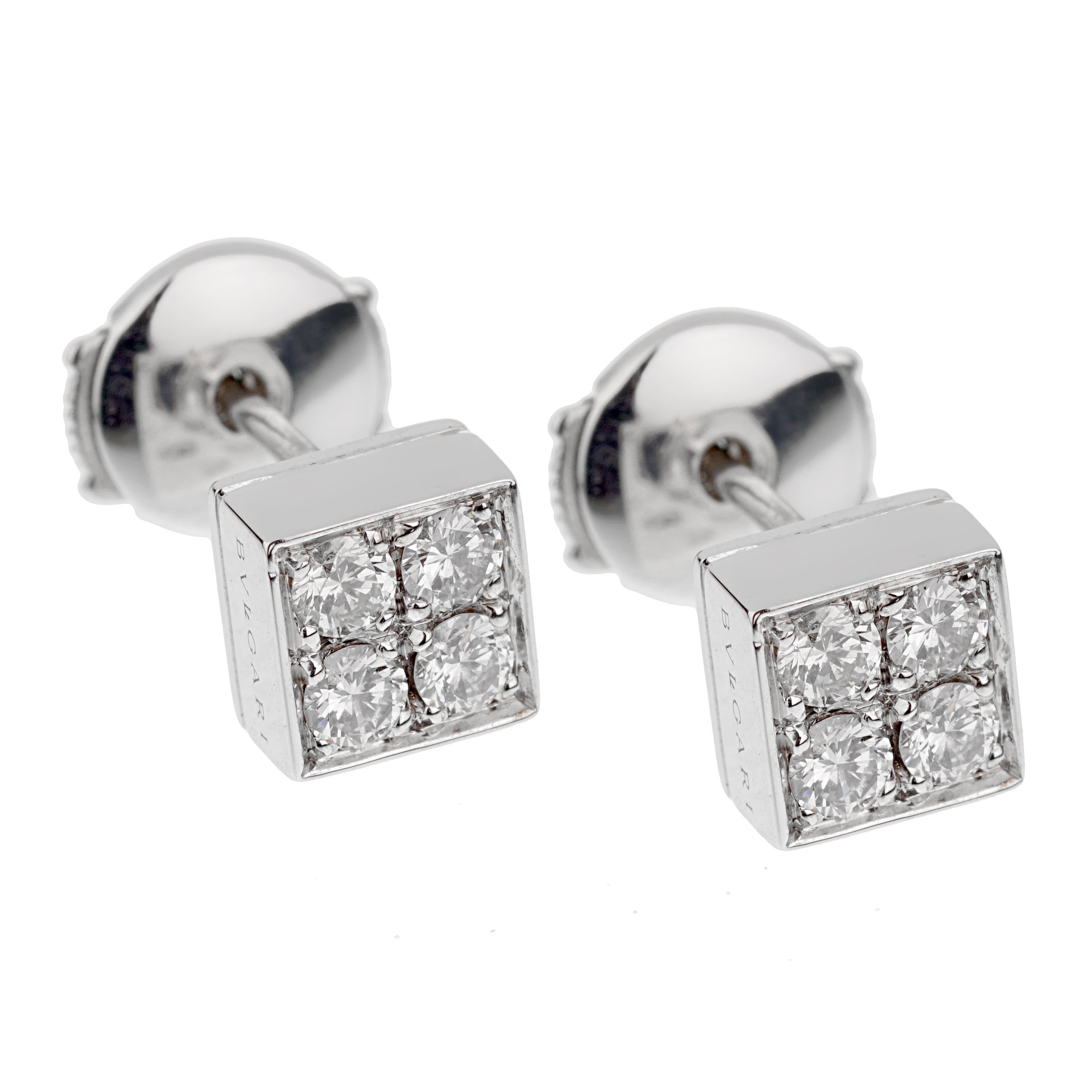 Bvlgari Lucea Diamond White Gold Stud Earrings – Opulent Jewelers