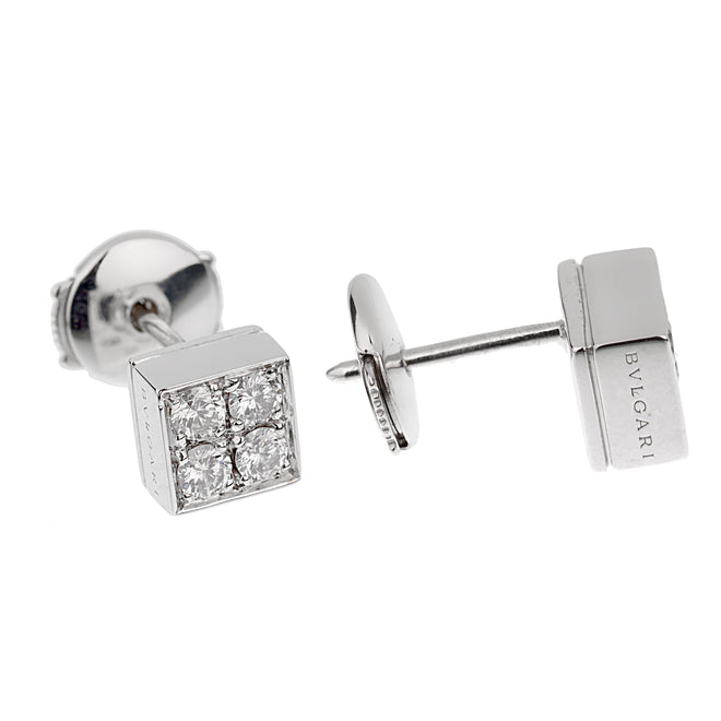 Bvlgari Lucea Diamond White Gold Stud Earrings – Opulent Jewelers