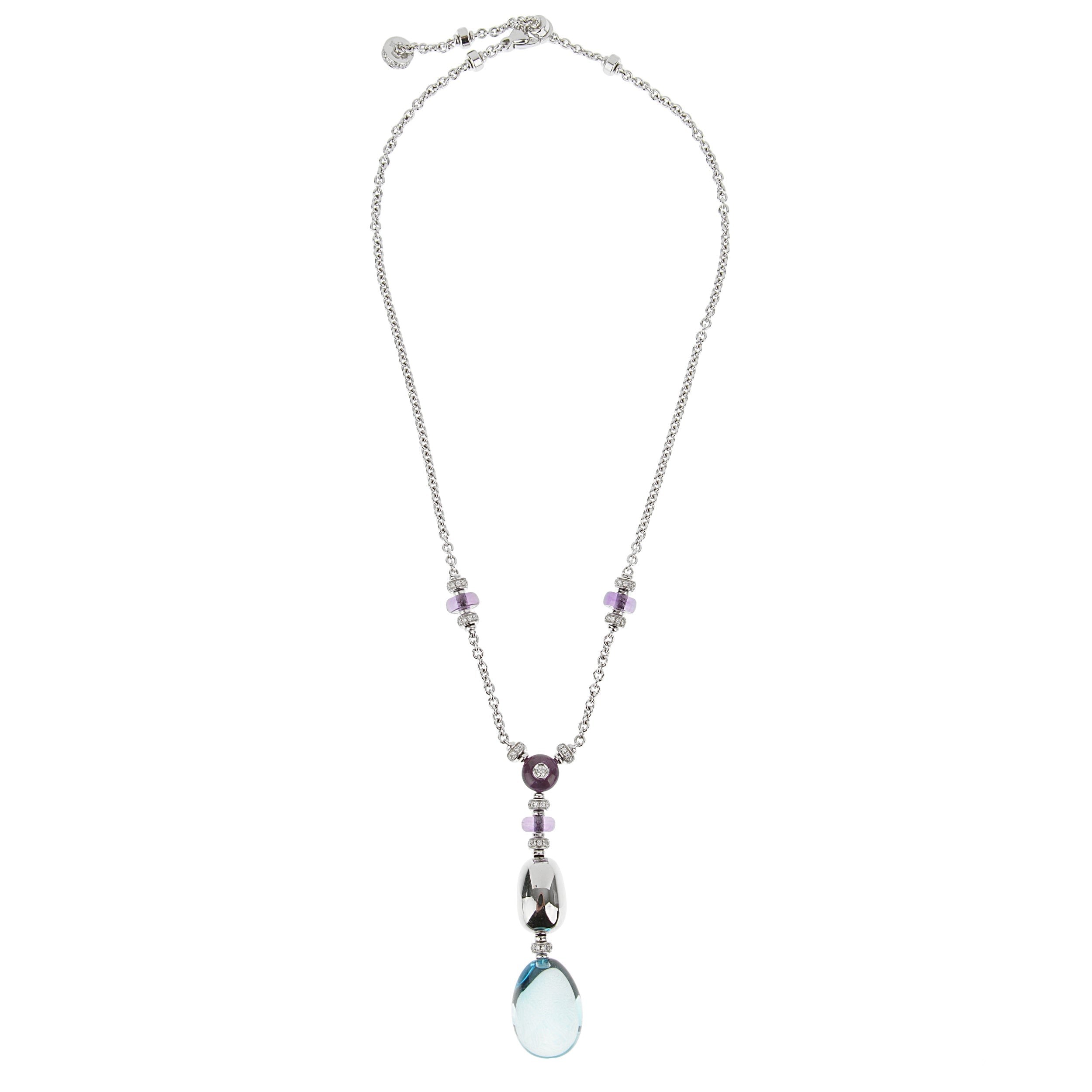 Bvlgari Mediterranean Eden Diamond & Topaz Amethyst White Gold Necklac ...