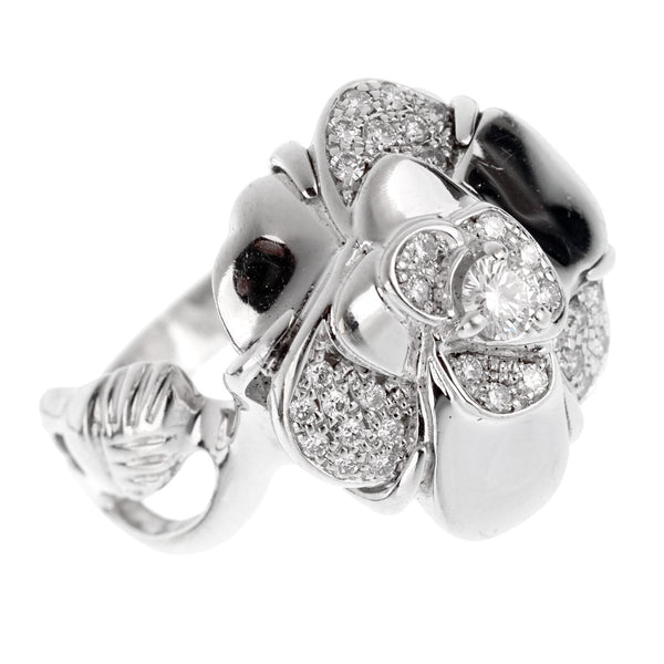 Louis Vuitton White Gold and Diamond Petite Fleur Ring, Cocktail Ring, Size 4 1/2, Contemporary Jewelry