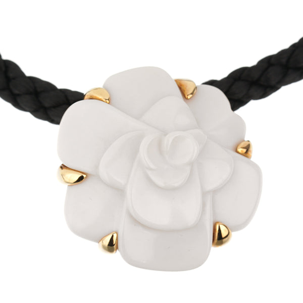 Chanel Jewelry Box With Necklace Liner Camellia Flower Ribbon 7x7x1,8