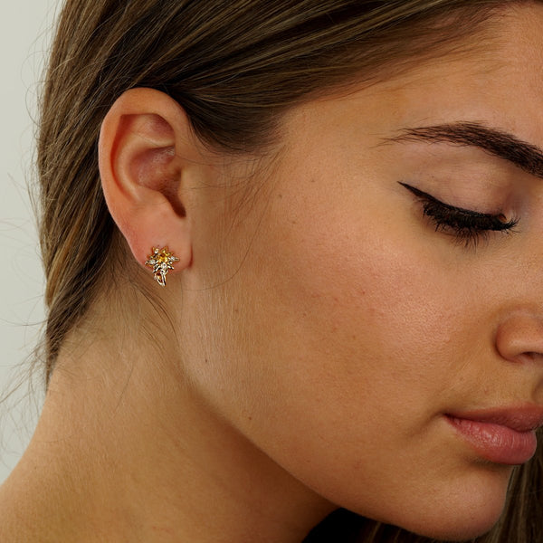Chanel Coco Citrine Peridot Iolite Gold Half Hoop Earrings