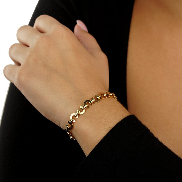 CAMELIA bracelet. Gold-plated bracelet with vegetable  - un chic fou