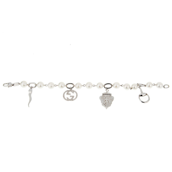 Louis Vuitton 18K White Gold Monogram Charm Bracelet - Yoogi's Closet