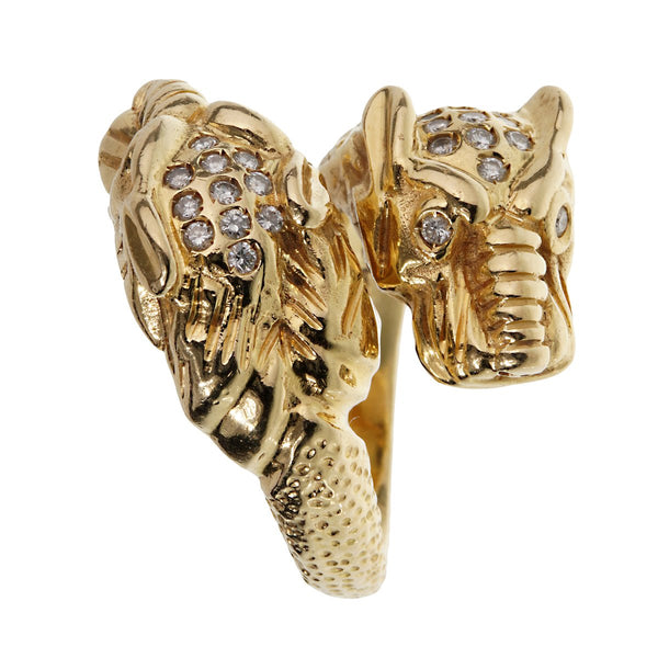 Bella Ponte Three-Row Tiger Set Diamond Bridal Ring, 14K Yellow Gold