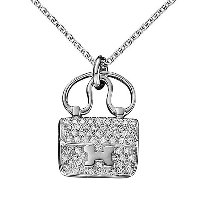 Hermes Constance Charm Diamond White Gold Pendant Necklace – Opulent ...