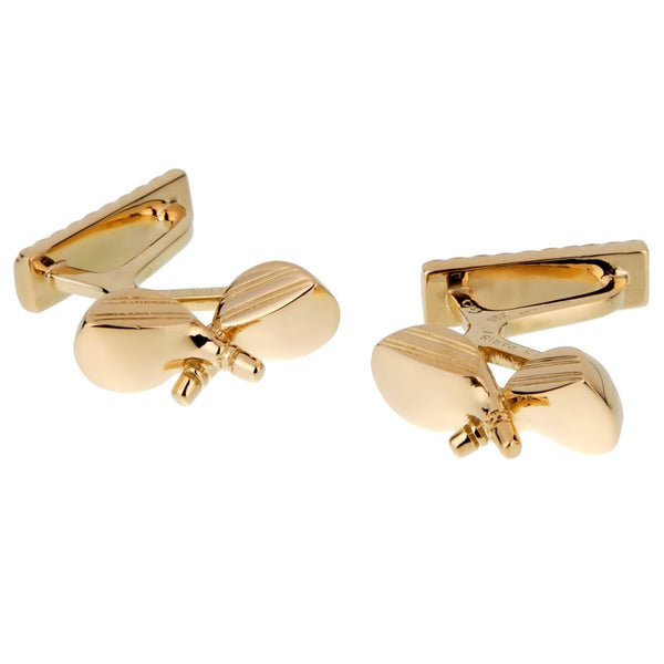 Hermes Paris Clou de Selle Large Vintage Yellow Gold Cufflinks