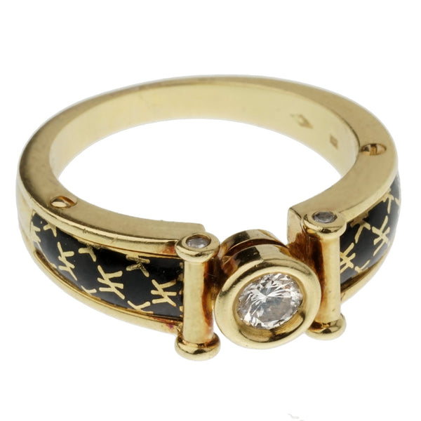 Louis Vuitton Monogram Résille Large Band Ring, Yellow Gold