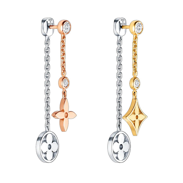 Louis Vuitton Blossom Monogram Long Diamond Gold Earrings – Opulent Jewelers